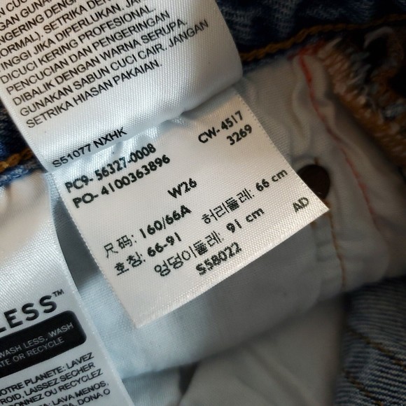 Levis 501 Sport Tape Hi-Rise Cutoff Button Fly Denim Blue Jean Shorts Womens W26 - Picture 8 of 13